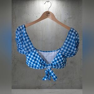 SHEIN Blue Gingham Tie-Front Bikini Set